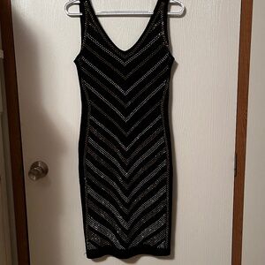 Carmen Marc Volvo Gold Silver Sequin Black Dress Size Small